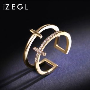 ZEGL Gold Double Layer Ring